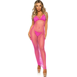 Leg Avenue - Robe Longue Filet Fuchsia Taille Unique